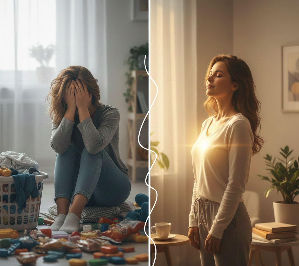 Guía definitiva para madres colapsadas: Cómo eliminar el ruido mental sin culpa en 7 días.